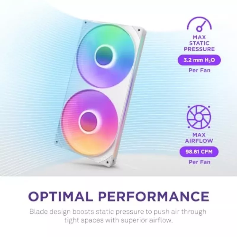 Ventiliatorius NZXT RF-U28HF-W1 140mm 2000 RPM 98,61 CFM baltas