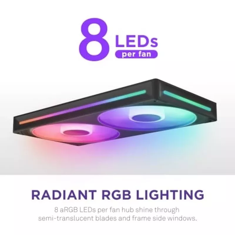 NZXT F280 RGB Core 140mm ARGB PWM 2-Pack Juoda
