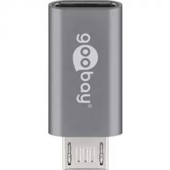 “Goobay” USB 2.0 Hi-Speed adapteris, pilkas, pilkas - USB-C™ lizdas > USB 2.0 Micro kištukas (B tipas) (55553)