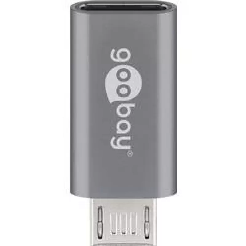 “Goobay” USB 2.0 Hi-Speed adapteris, pilkas, pilkas - USB-C™ lizdas > USB 2.0 Micro kištukas (B tipas) (55553)