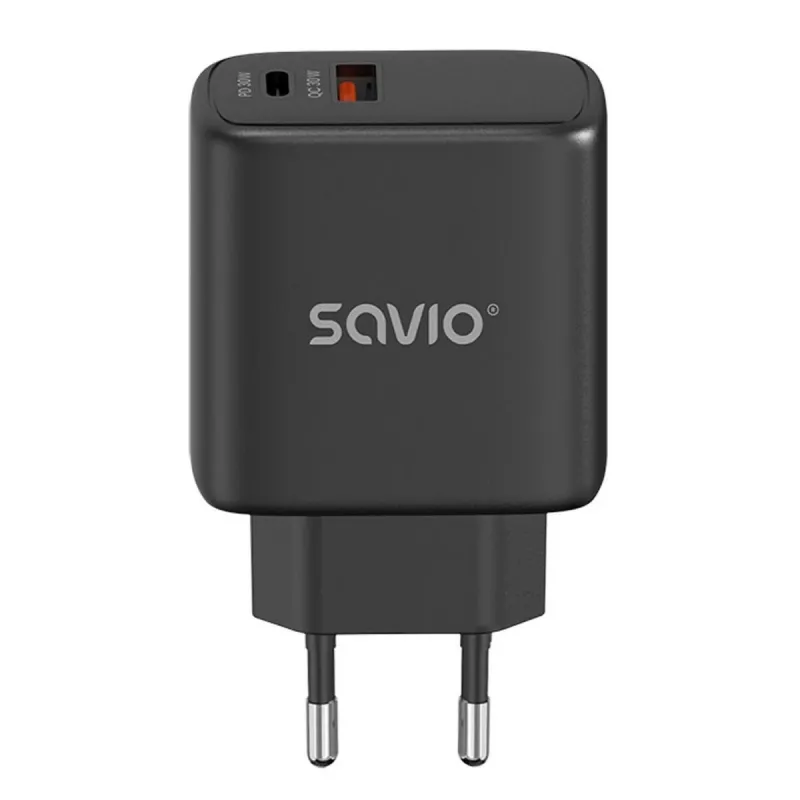 Lauko kroviklis SAVIO LA-06/B USB Type-C 30W Power Delivery 1x USB-C Juoda, 5–20V, 3A/9V, 3A/5V, 3A/12V, 2.1A