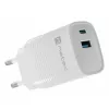 Laidinis mobiliųjų įrenginių įkroviklis NATEC NUC-2140, 30W, USB-C PD 3.0 + USB-A, Samsung AFC, Baltas