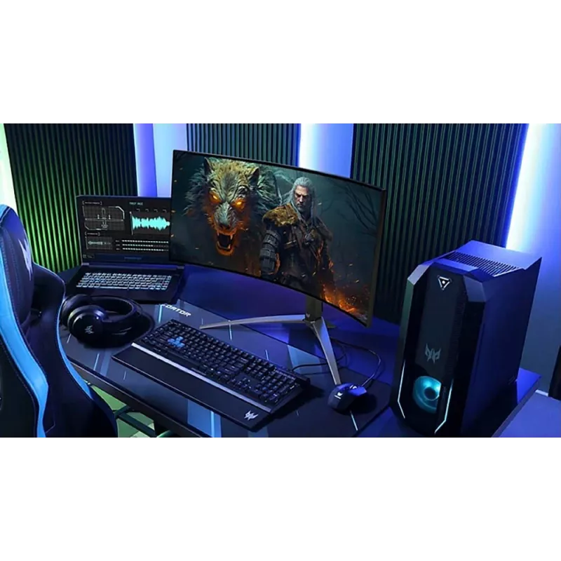 Monitorius Acer UM.TXXEE.001 39 colių UltraWide Quad HD OLED 3440×1440, 21:9, 0,03 ms, išlenktas, įmontuoti garsiakalbiai, USB šakotuvas, VESA