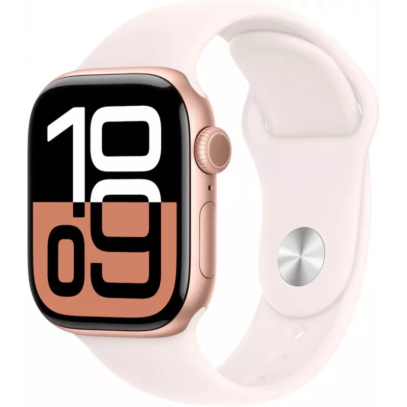 APPLE Watch Series 10 GPS 42mm rožinio aukso aliuminio korpusas su šviesiai rausvu sportiniu dirželiu - S/M