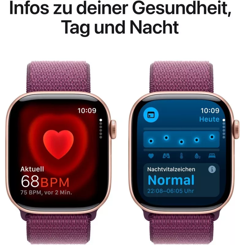 APPLE Watch Series 10 GPS 46 mm rožinio aukso aliuminio korpusas su slyvų spalvos „Sport Loop“ apyranke