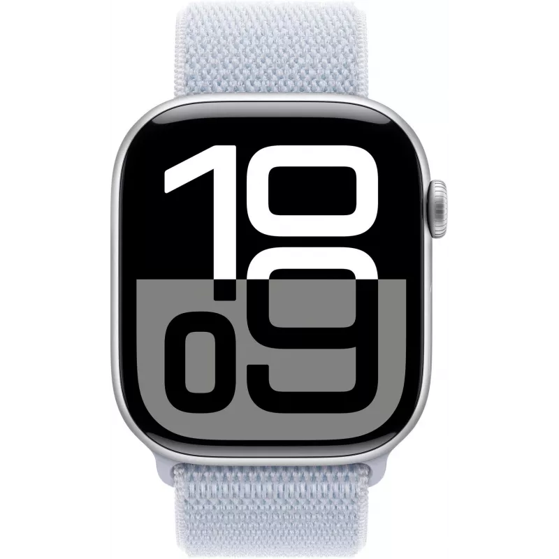 APPLE Watch Series 10 GPS 46 mm sidabrinis aliuminio korpusas su Blue Cloud sportine kilpa