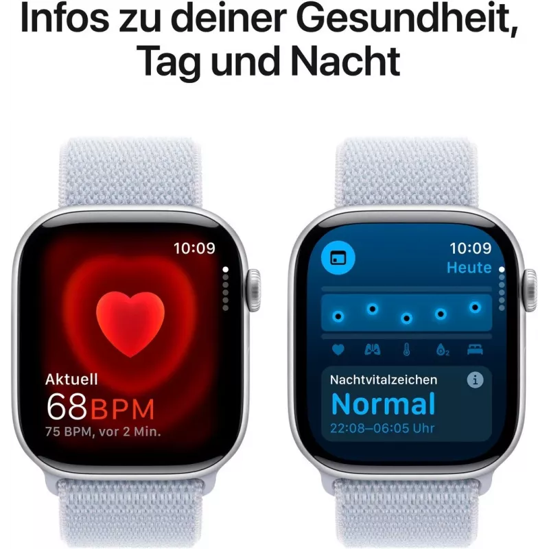 APPLE Watch Series 10 GPS 46 mm sidabrinis aliuminio korpusas su Blue Cloud sportine kilpa