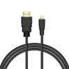 HDMI laidas SAVIO CL-39 1 m — Type A (kištukas) į Type D Micro (kištukas), HDMI 1.4, 4096x2160, ARC, Ethernet, paauksuoti kontaktai, juodas