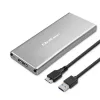 Aliuminio korpusas QOLTEC 51833, skirtas M.2 SSD, SATA į USB 3.0, palaiko iki 2TB
