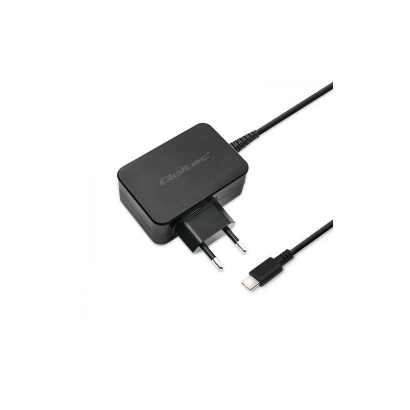 Mobiliojo įrenginio įkroviklis QOLTEC 51024 — Universalus kintamosios srovės patalpų įkroviklis, 65W PD, 20V/3.25A, 1.2 m laidas, juoda