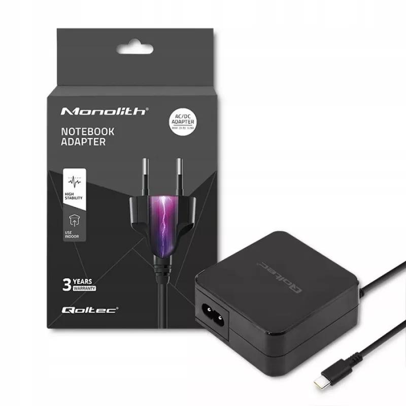 Qoltec 51027 įkroviklis | 65W | 5-20.3V | 2-3.25A | USB C tipo | PD