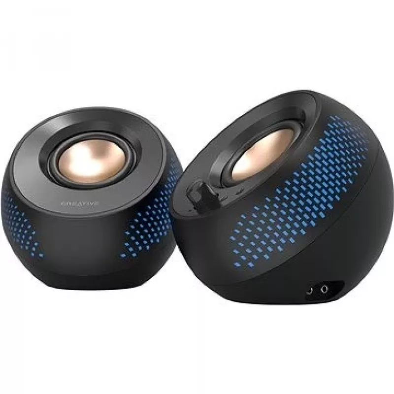CREATIVE Pebble X 2.0 USB-C kompiuteriniai garsiakalbiai su reguliuojamu RGB apšvietimu, Bluetooth 5.3, USB garsu, iki 15 W RMS galia, skirti PC ir Mac