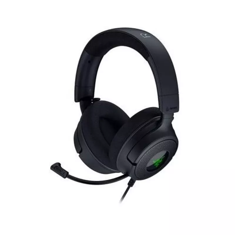 Razer Kraken V4 X – laidinės ausinės žaidimams asmeniniam kompiuteriui (TriForce 40 mm tvarkyklės, įtraukiamas kardioidinis mikrofonas, 7.1 erdvinis garsas, Chroma RGB, skirta PC, konsolėms ir telefonui)