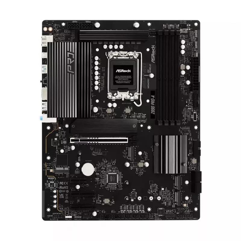 Motininė plokštė ASRock Z890 Pro-A ATX — Intel Z890 mikroschemų rinkinys, LGA 1851, DDR5, 4x DIMM, 256GB, 2.5Gb LAN, PCIe Gen5