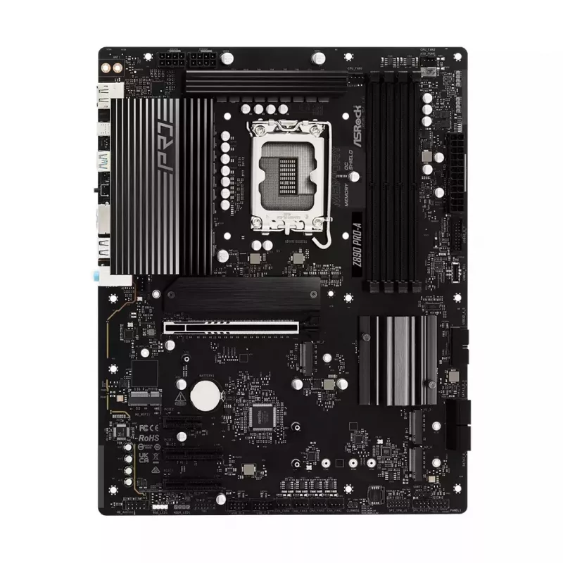 Motininė plokštė ASRock Z890 Pro-A ATX — Intel Z890 mikroschemų rinkinys, LGA 1851, DDR5, 4x DIMM, 256GB, 2.5Gb LAN, PCIe Gen5