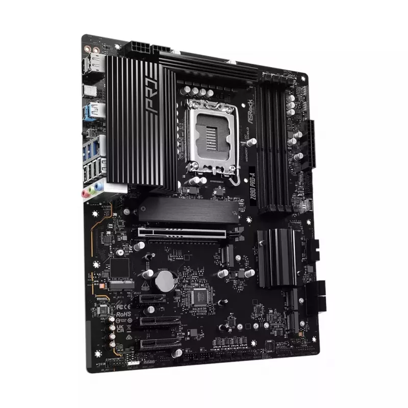 Motininė plokštė ASRock Z890 Pro-A ATX — Intel Z890 mikroschemų rinkinys, LGA 1851, DDR5, 4x DIMM, 256GB, 2.5Gb LAN, PCIe Gen5