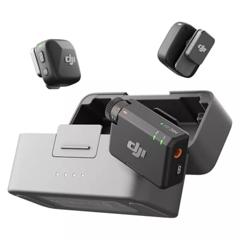 „DJI Mic Mini“ (2 TX + 1 RX + įkrovimo dėklas) belaidžių mikrofonų rinkinys – tamsiai pilkas
