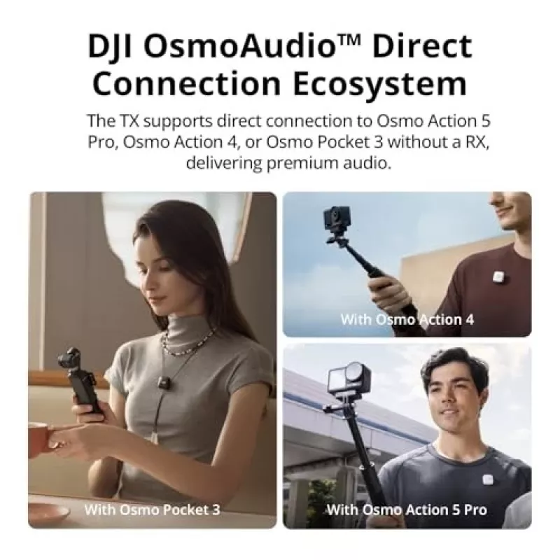 „DJI Mic Mini“ (2 TX + 1 RX + įkrovimo dėklas) belaidžių mikrofonų rinkinys – tamsiai pilkas