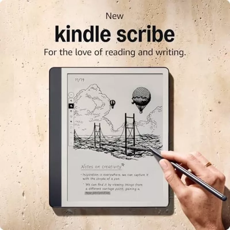 Ebook New Kindle Scribe - 2024 leidimas 10,2 colių neatspindintis ekranas 64 GB Wi-Fi (be užrakinimo ekrano skelbimų) su Premium Pen Tungsten