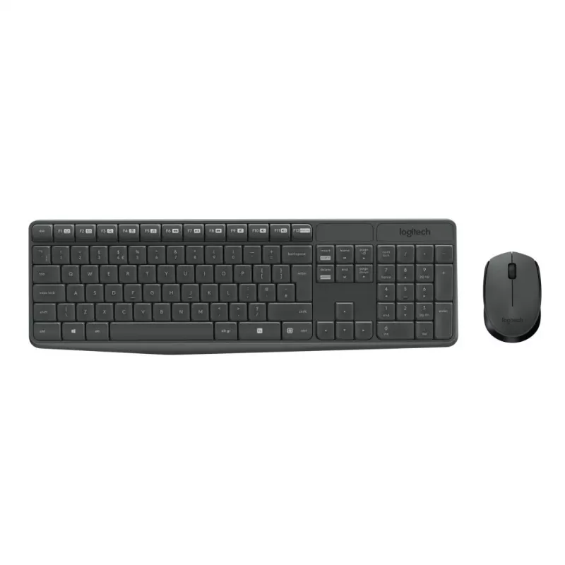Logitech MK235 Patvarus belaidis klaviatūros ir pelės rinkinys pilkai