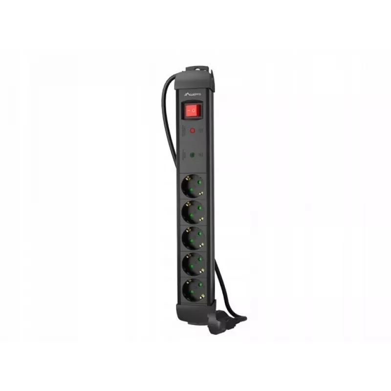 Lanberg SP1-05F-0300-BK maitinimo ilgintuvas 3 m 5 kintamosios srovės lizdai (-ų) patalpų vidui juoda
