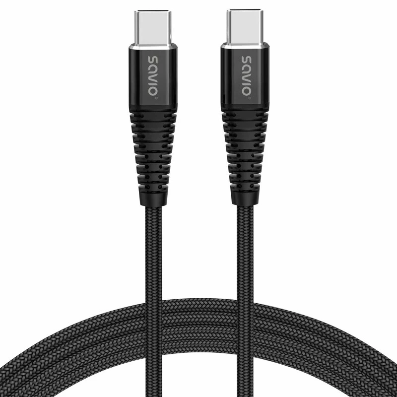 Savio CL-160 USB laidas 2 m USB 2.0 USB C - USB C juodas