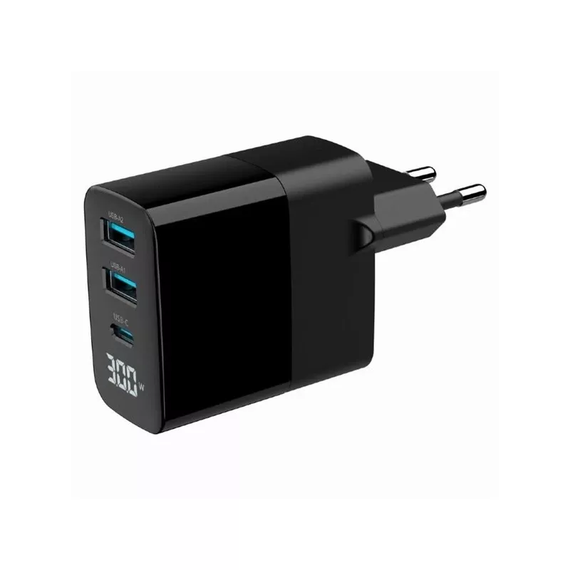 Gembird TA-UC-PDQC30LCD-BK-02 mobile device charger Universal Juoda AC Fast charging vidinis