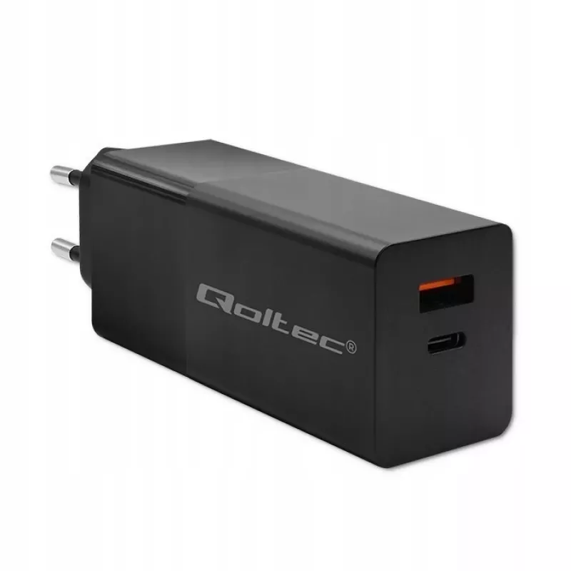 Qoltec 52382 GaN POWER PRO charger | 1xUSB type C | 1xUSB A | 100W | 5-20V | 1.5-5A | PD | Juoda