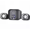 Staliniai 2.1 garsiakalbiai DEFENDER V13 — 11 W RMS (6 W palydovai, 5 W žemų dažnių garsiakalbis), maitinami per USB, 3,5 mm įvestis, juodi