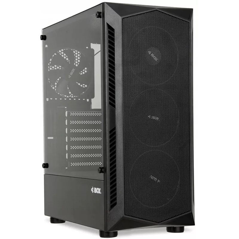PC korpusas IBOX LUPUS 27 Midi Tower ATX, grūdintas stiklas, RGB, 455×200×380 mm, palaiko ATX, GPU iki 32 cm