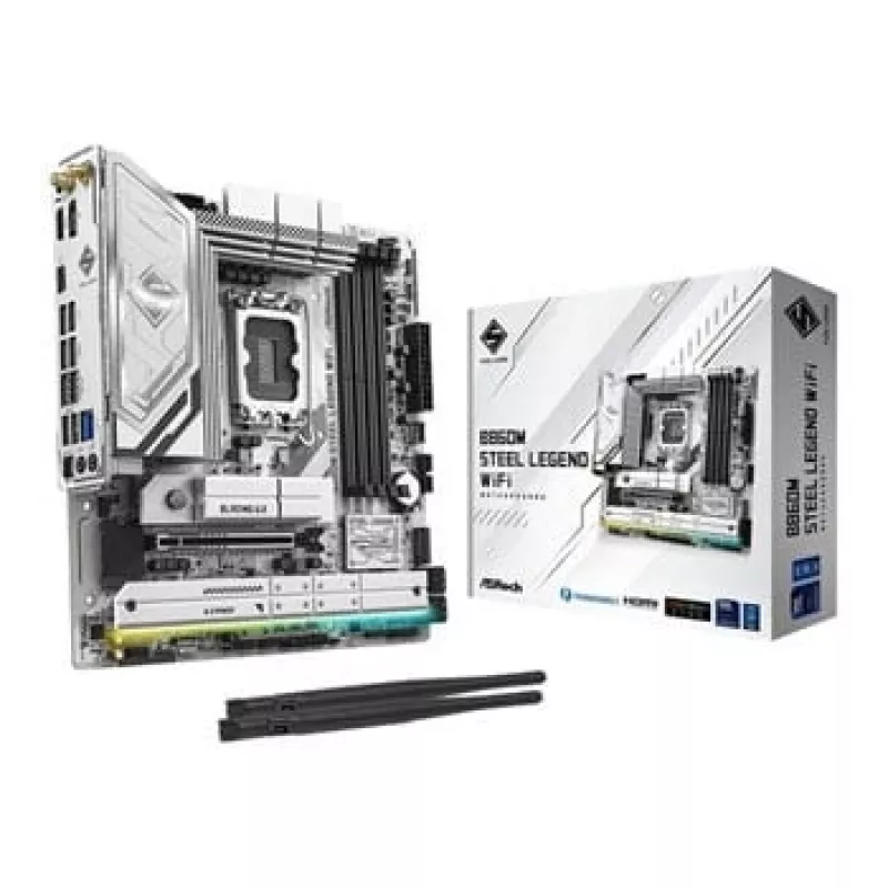 Motininė plokštė ASRock B860M Steel Legend WiFi — Intel B860, LGA 1851, micro‑ATX, DDR5, 4 DIMM, Wi‑Fi 6E, 2.5GbE