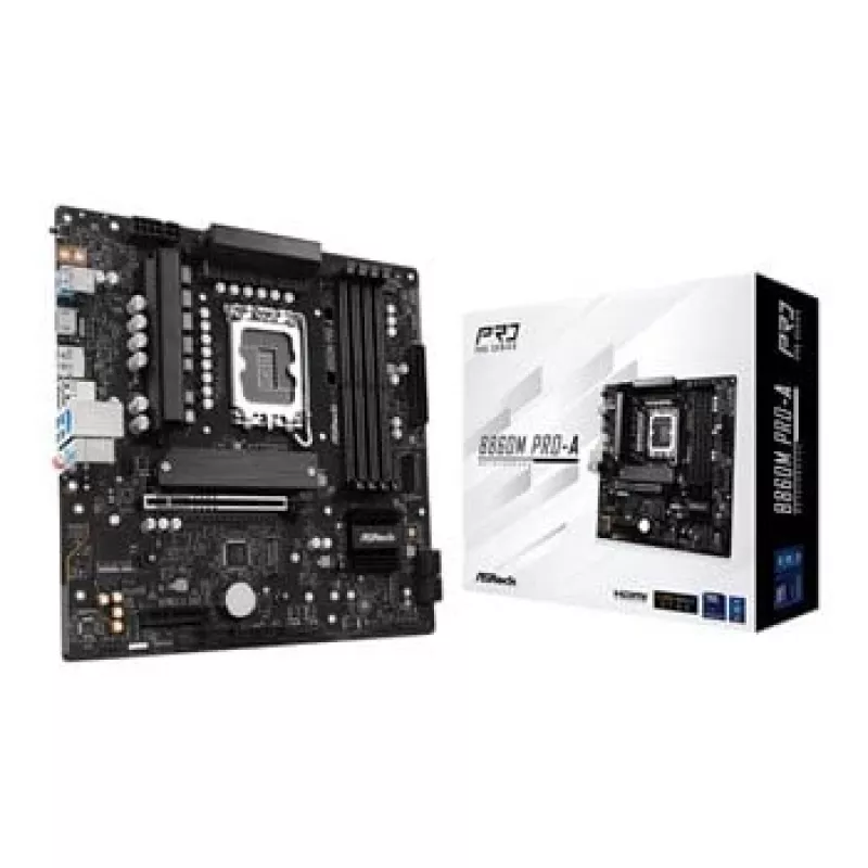 Pagrindinė plokštė ASRock B860M Pro-A micro ATX — Intel B860, LGA 1851, DDR5, 4 DIMM, iki 256 GB, 2.5Gb Ethernet