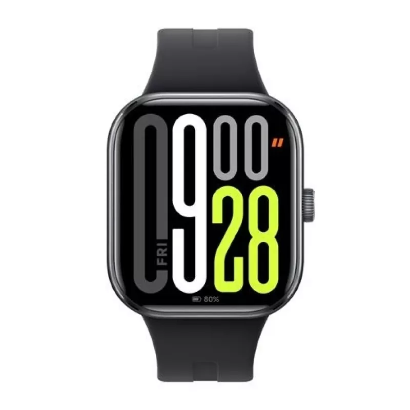 Išmanusis laikrodis „Xiaomi Watch 5“ stačiakampis, 2,07 colio AMOLED ekranas, juodas korpusas, juodas TPU dirželis, 47,5 mm, 5 ATM