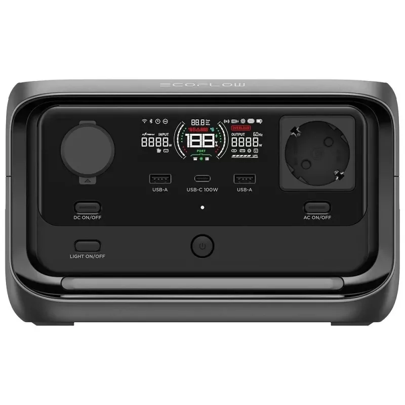 Nešiojama elektrinė EcoFlow River 3 Plus — LiFePO4 286Wh, AC ir USB išėjimai, įkrovimas iš saulės/automobilio