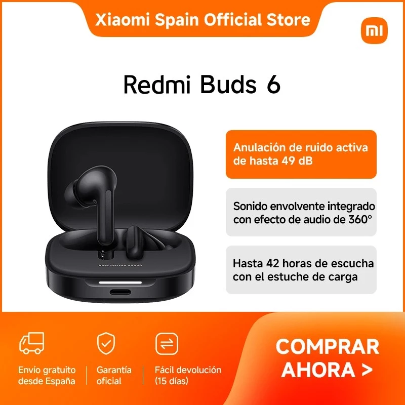 Ausinės „Xiaomi Buds 6“ belaidės į ausis įdedamos dvikanalės, Bluetooth 5.4, ANC, 42 h veikimo laikas, IP54, naktinė juoda
