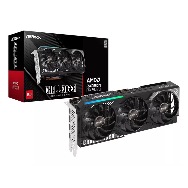 Vaizdo plokštė ASRock Challenger Radeon RX 9070 — 16 GB GDDR6, 256 bitų, PCIe 5.0, 3x DisplayPort 2.1a + HDMI 2.1b