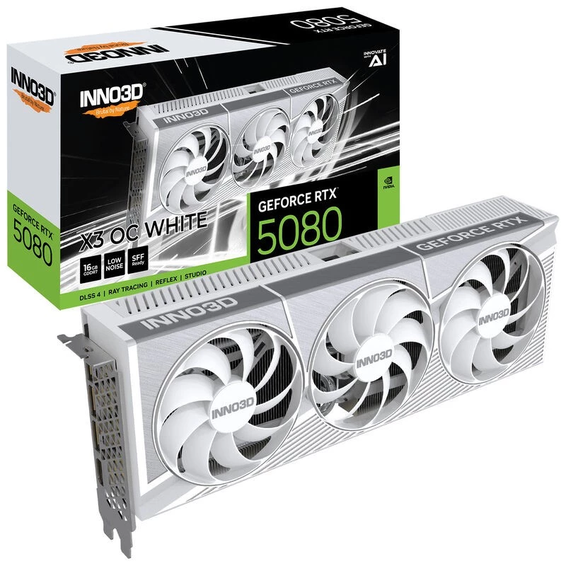 INNO3D GeForce RTX 5080 X3 OC Balta 16GB GDDR7 Graphics Card