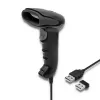 Rankinis brūkšninių kodų skaitytuvas QOLTEC 50868 — 1D/2D lazerinis skaitytuvas, USB laidinis ir belaidis, skaitymo atstumas 600 mm, juodas