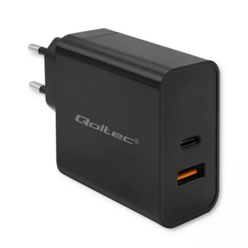 Qoltec 52380 Super Quick PD Charger | 1xUSB-C | 1xUSB | 65W | 5-20V | 1.5-3.25A | Juoda