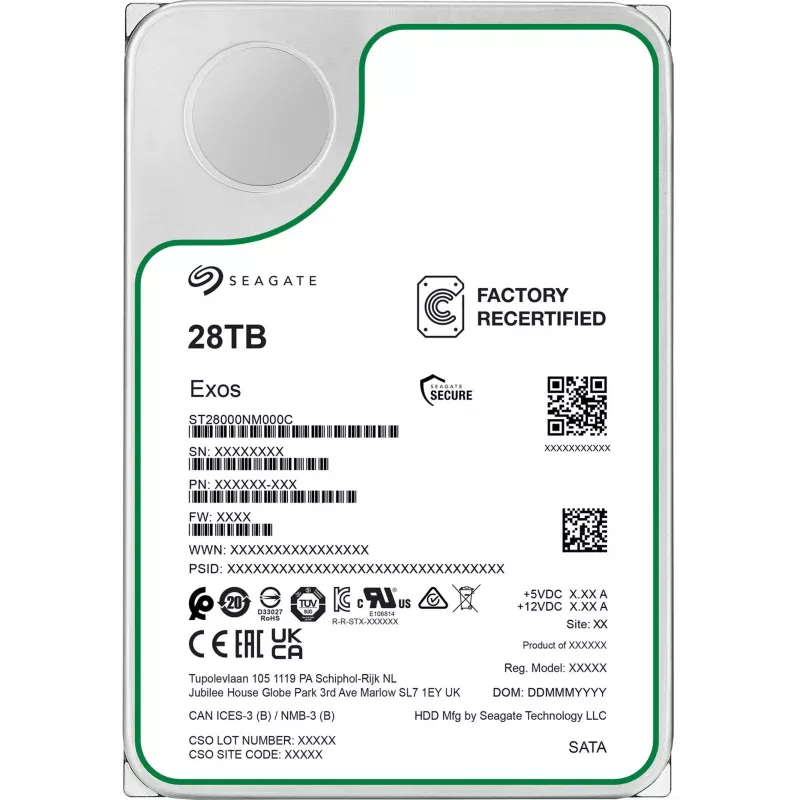 HDD SEAGATE Exos 3.5 colio 28TB SATA ATNAUJINTAS, modelis ST28000NM000C-REC