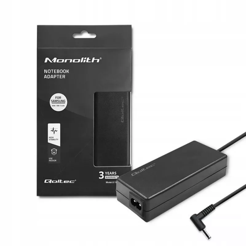 Maitinimo adapteris QOLTEC 65W 19V 3.42A nešiojamiesiems kompiuteriams ir suderinamiems įrenginiams
