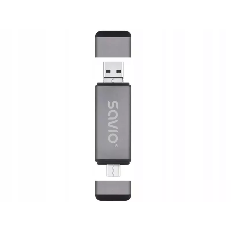 SD kortelių skaitytuvas 3v1, USB-C + USB-A 2.0 + Micro USB