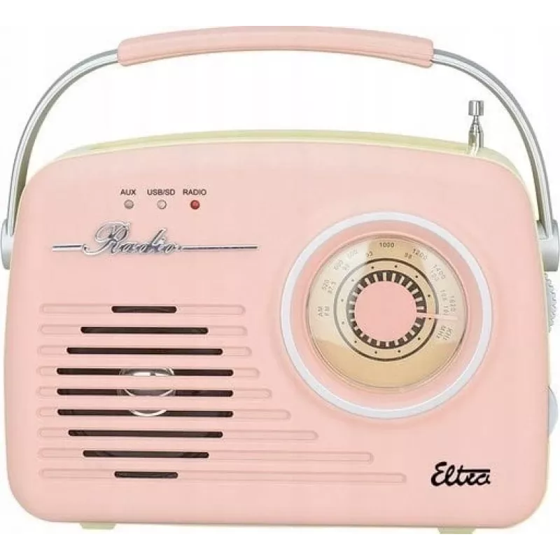 Retro stalinis radijas Eltra LUIZA RETRO SP-11 su MP3, USB ir SD kortelės palaikymu, rožinis