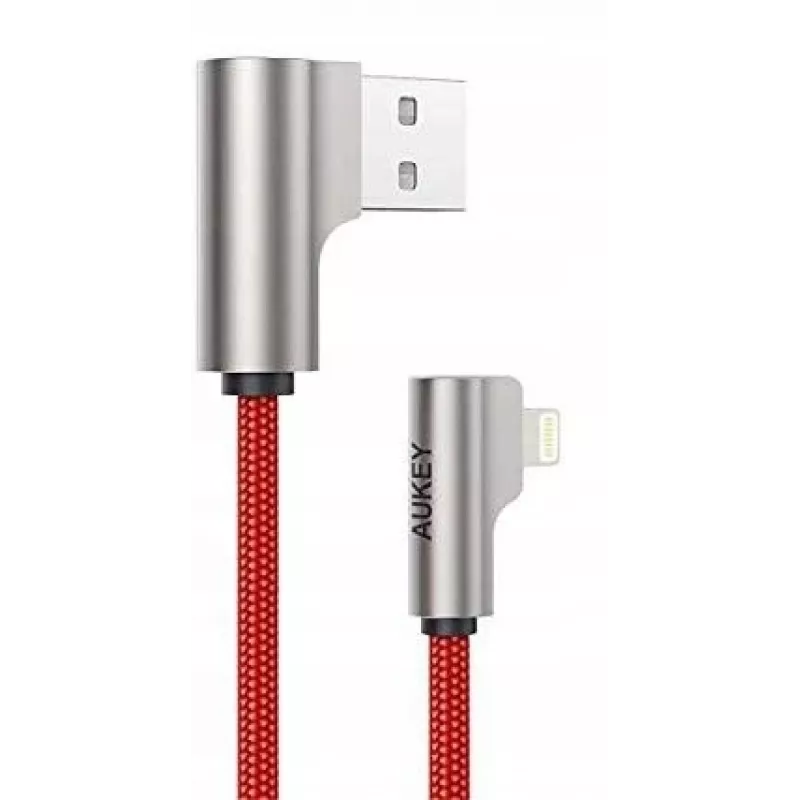 USB į Lightning kabelis Aukey CB-AL01 raudonas — nailono pynimo, „Lightning“ jungtis, skirta „Apple“ įrenginiams