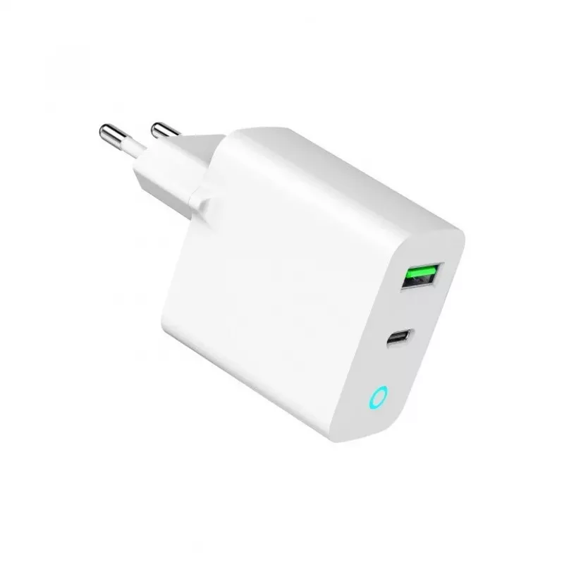 Alimentator Retea 220V GEMBIRD, Universalus, 1 X USB Type-C D 20W, 1 X USB-A 3.0 QC 18W, LED indikatorius, balta
