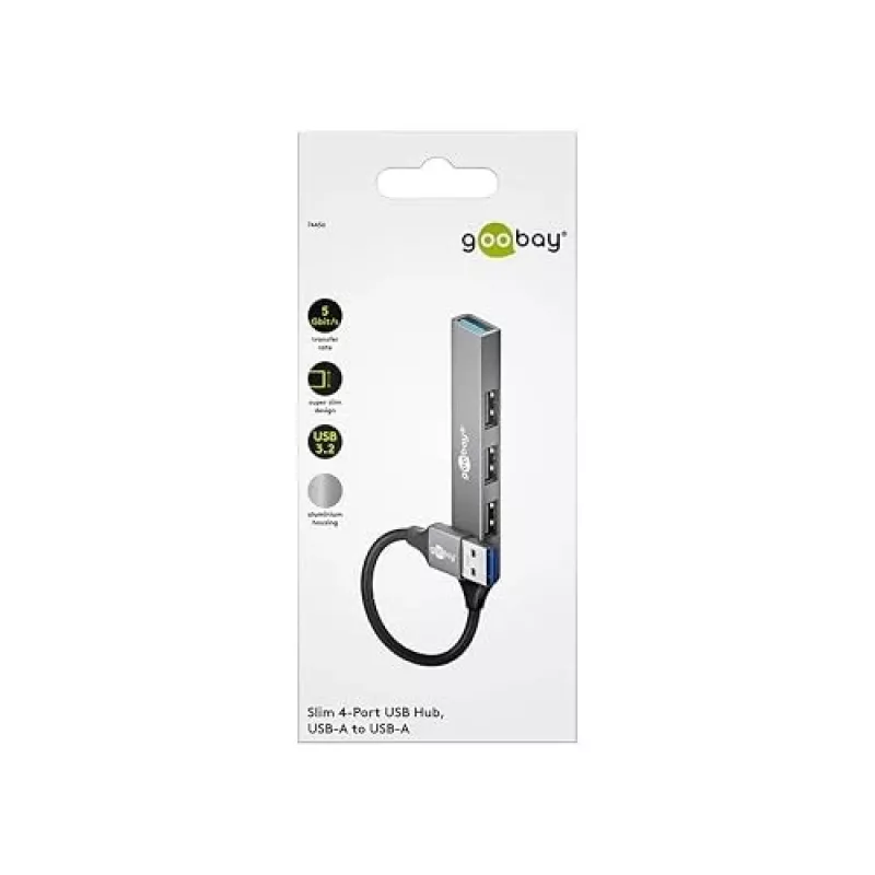 Goobay USB šakotuvas 74456 Type-A 5000 Mbit/s šviesiai pilkas