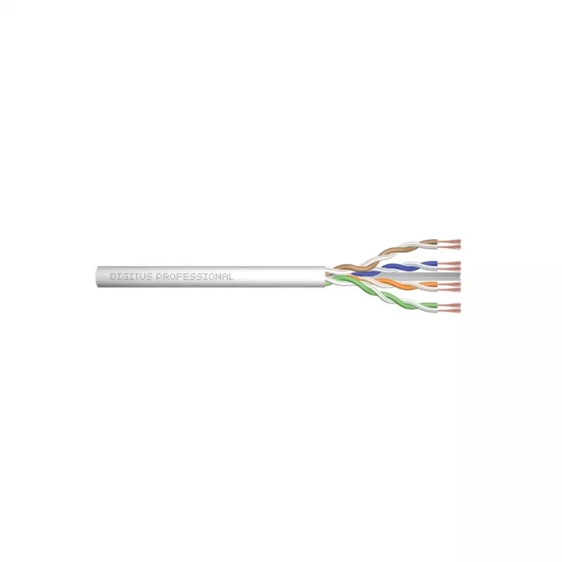 Tinklo kabelis Digitus CAT 6 U/UTP vytos poros komutacinis kabelis, neapdorotas 100 m, pilkas