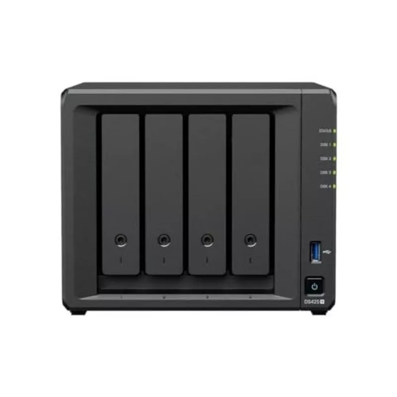 NAS saugojimo serveris SYNOLOGY DS425+ — 4 lizdų, Intel Celeron J4125 2,0–2,7 GHz, 2 GB DDR4, 0 TB, 2,5GbE, 2 M.2 lizdai