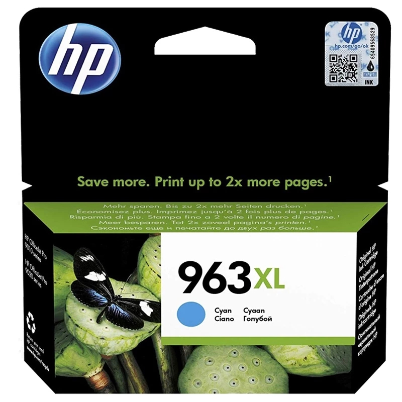 HP 963XL didelės išeigos originali žydra rašalo kasetė, žydra, 1 vnt., 1600 puslapių