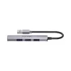 USB šakotuvas Unitek H1208A — 4 prievadai (1 × USB 3.2 Gen 1 Type-A, 3 × USB 2.0), aliuminio korpusas, pilka, 0,20 m laidas